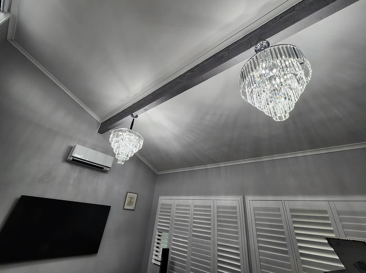 Crystal chandelier lighting installation